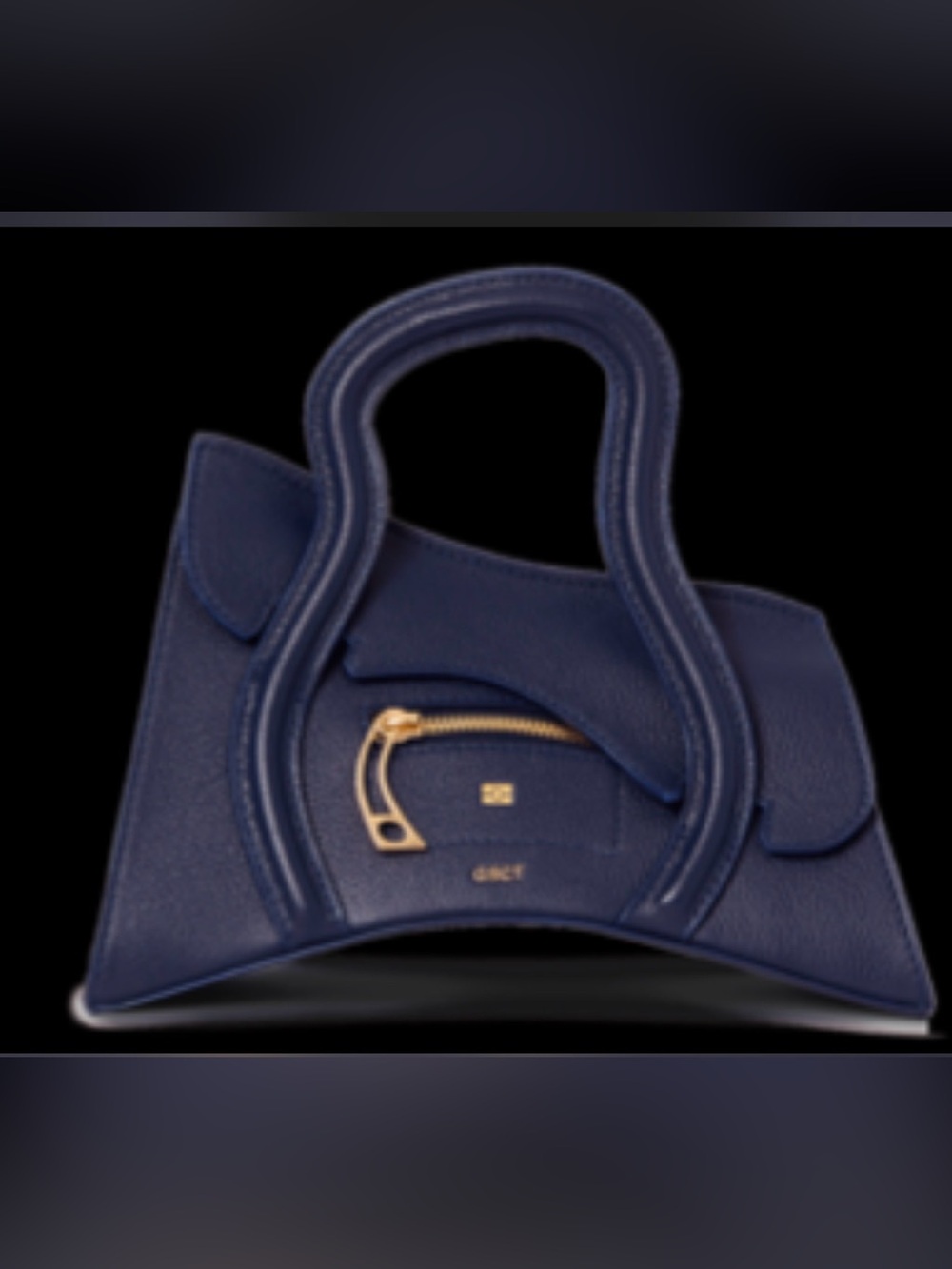 Structured Navy Satchel with Gold-Accent Zip- UNRELEASED